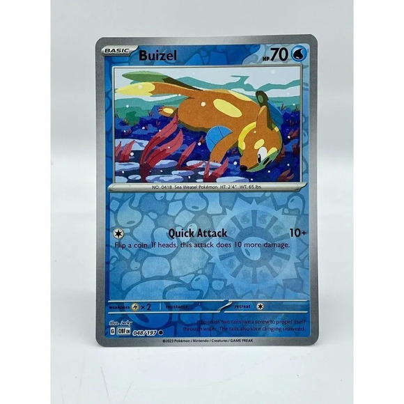 Buizel 048/197 Sv03: Obsidian Flames Pokemon TCG Reverse Holo Mint Unplayed - Picture 2 of 7